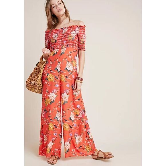 Farm Rio by Anthropologie Paraiso Off Shoulder Jumsuit size L